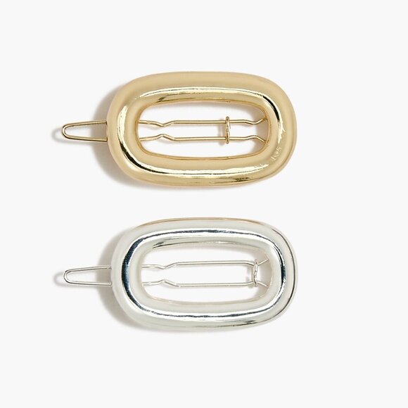 J. Crew Factory Accessories - J. Crew Gold/Silver Set of Two Metal Oval Hair Clips/NWT